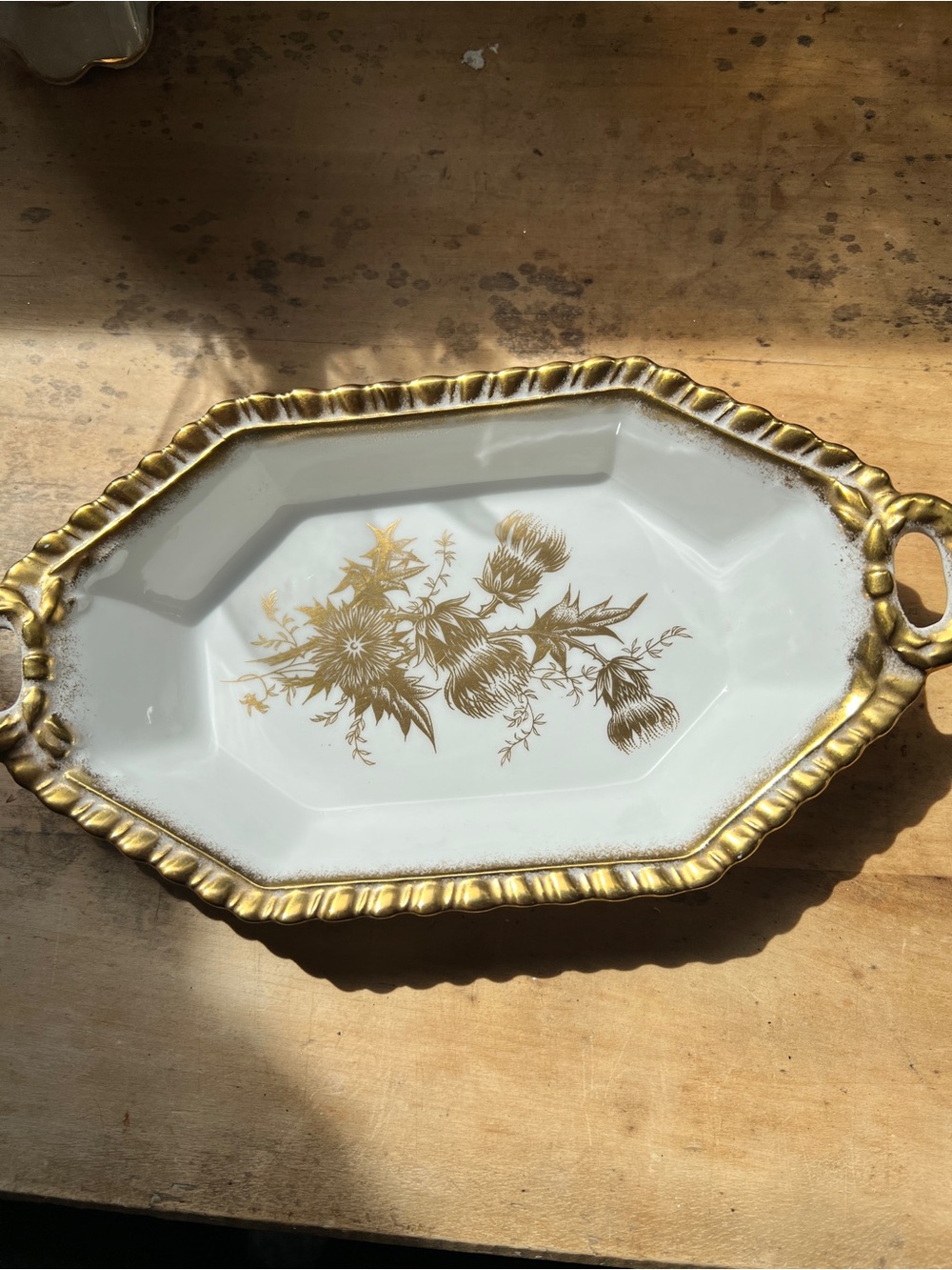 Vintage White and Gold Hammerslery England trinket dish